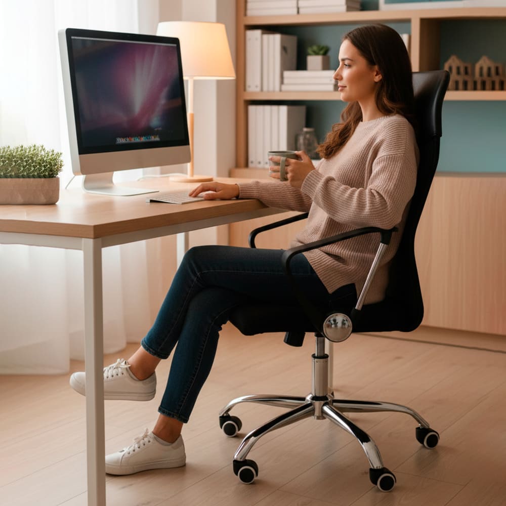 Silla de Oficina Ejecutiva Base de Acero Komsum Milan Negro