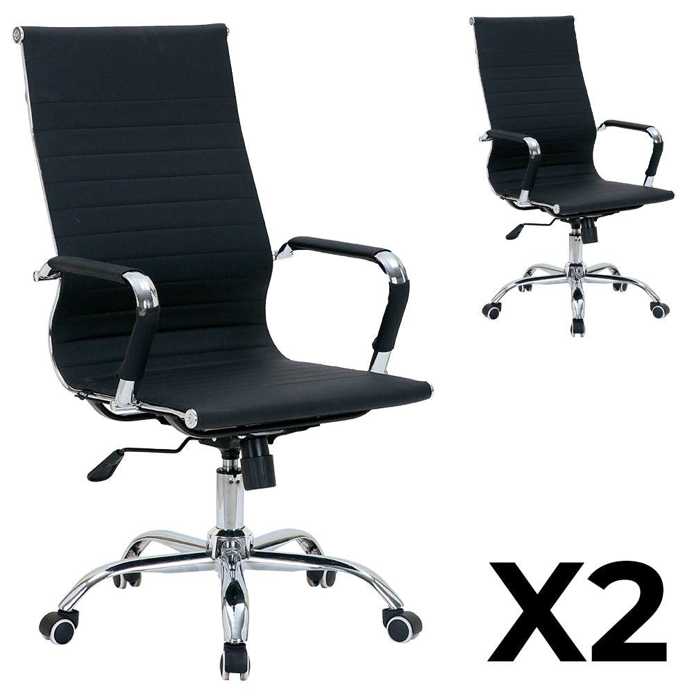 Pack x2 Sillas de Oficina Ejecutivas Base de Acero Komsum Cannes Negro