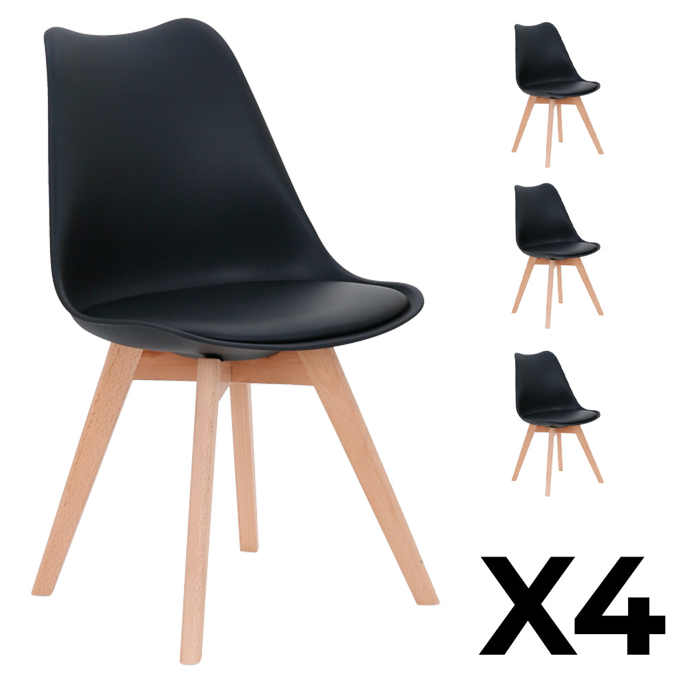 Juego de 4 Sillas de Oficina Komsum Ravena Negro