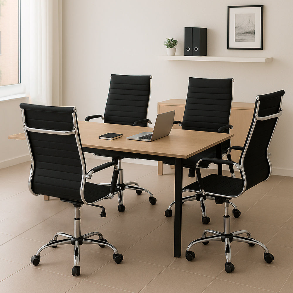 Juego de 4 Sillas de Oficina Ejecutivas Base de Acero Komsum Cannes Negro