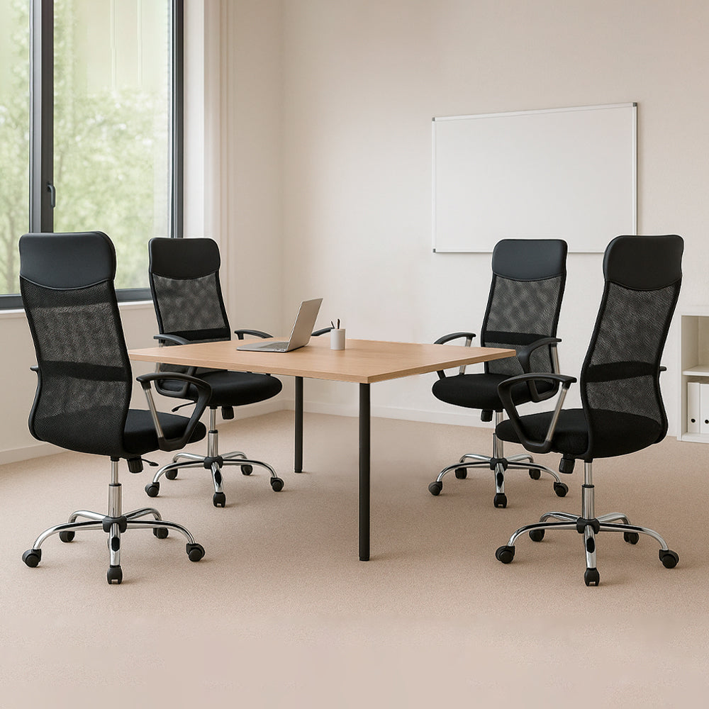 Juego de 4 Sillas de Oficina Ejecutiva Base de Acero Komsum Milan Negro