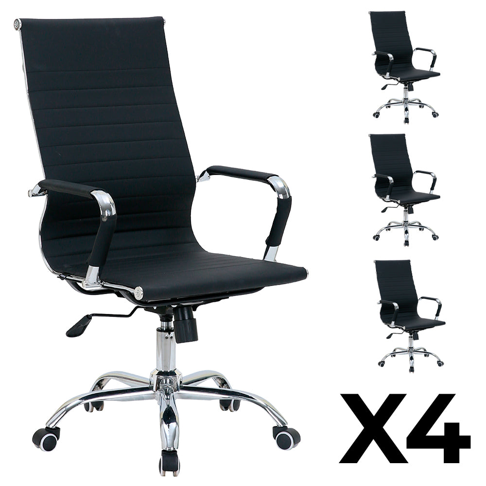 Juego de 4 Sillas de Oficina Ejecutivas Base de Acero Komsum Cannes Negro