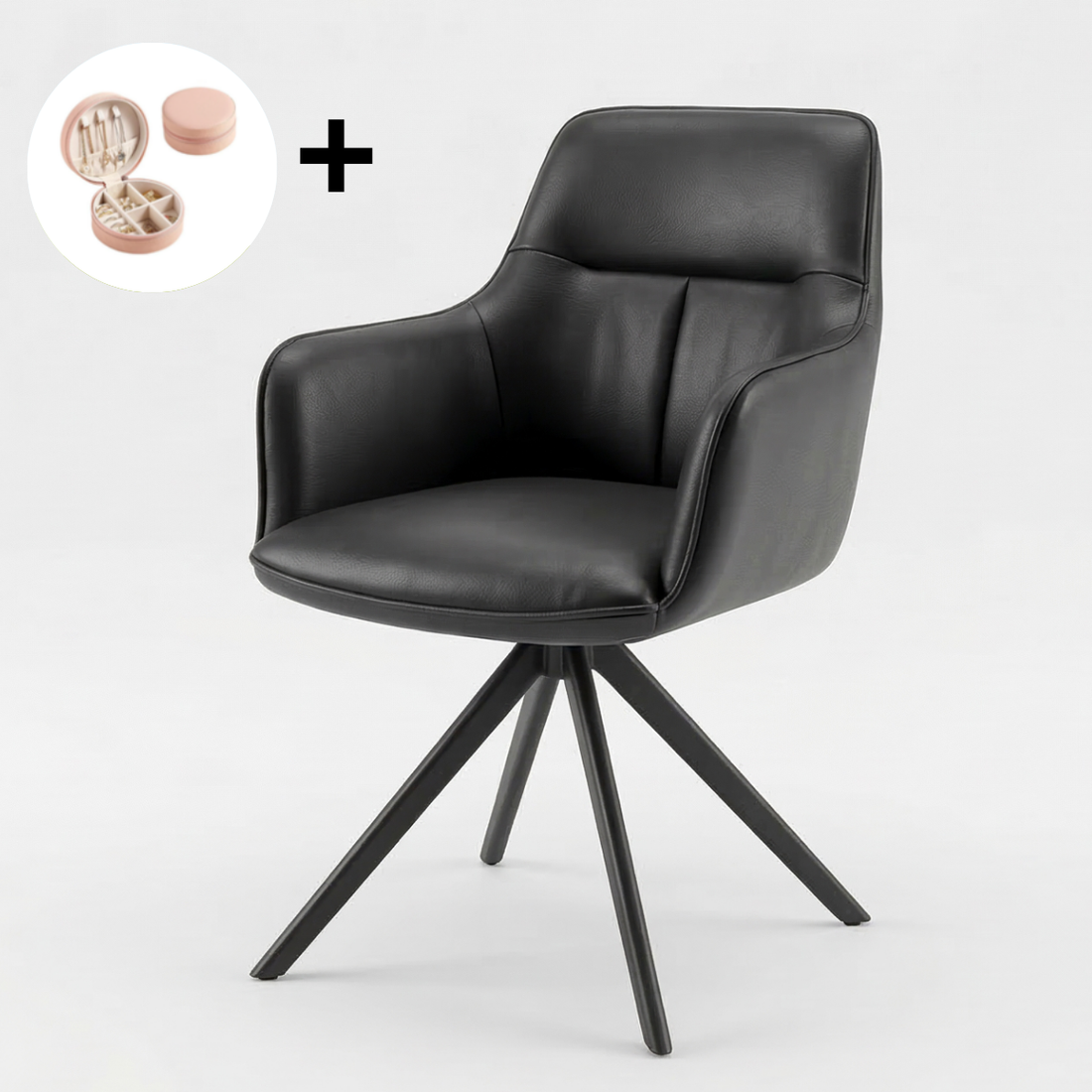 Butaca Cuero Giratoria 360° Buckingham Harland Negro