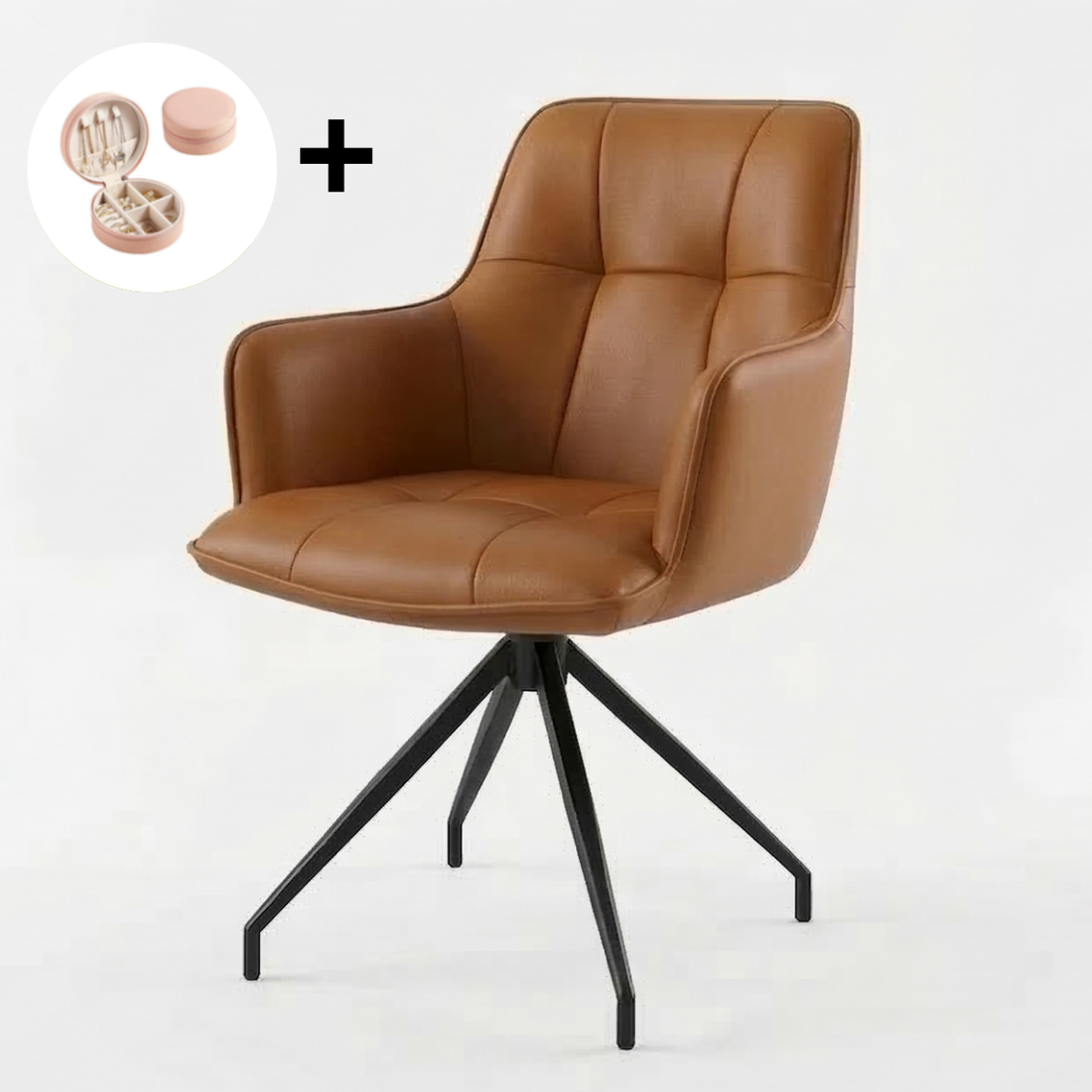 Butaca Cuero Giratoria 360° Buckingham Berner Marrón Claro