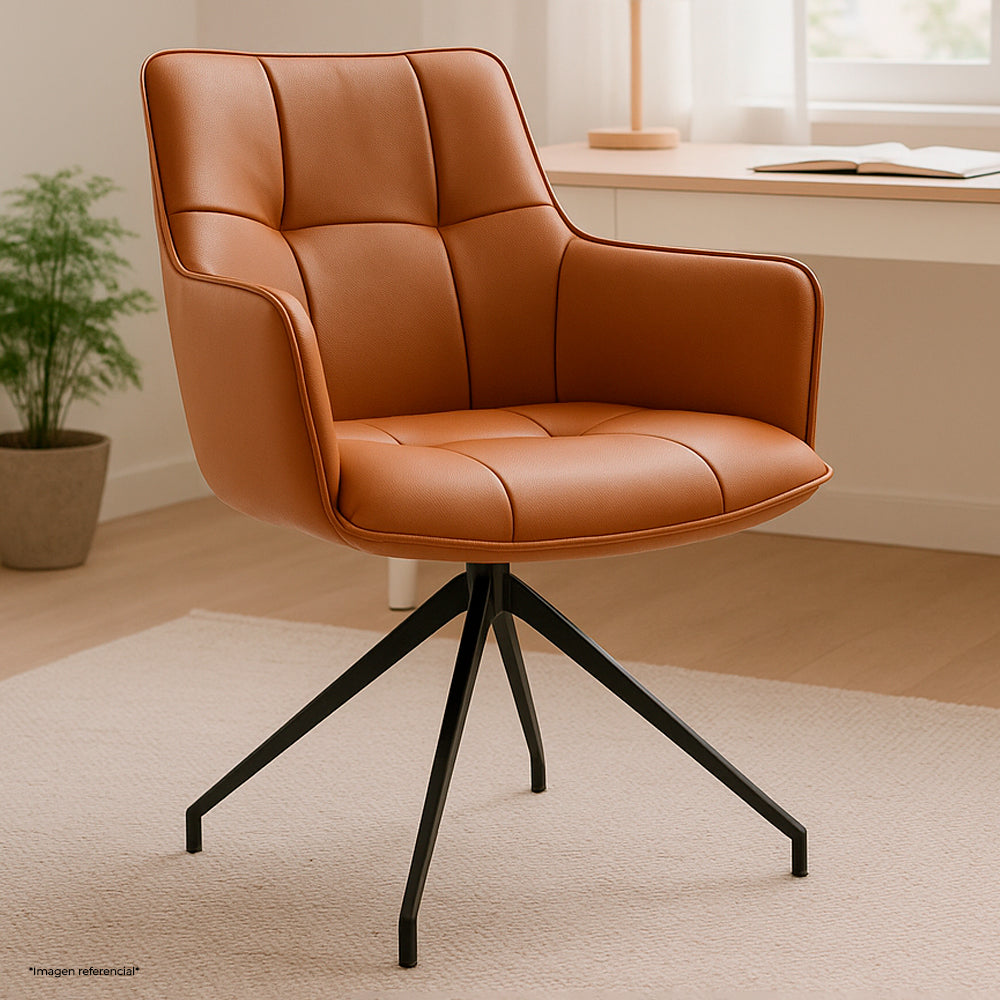 Silla de Oficina Cuero Giratoria 360° Buckingham Berner Marrón Claro