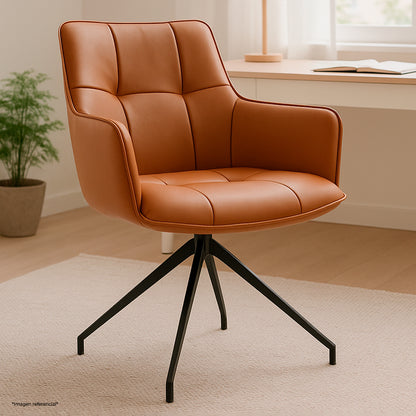 Silla de Oficina Cuero Giratoria 360° Buckingham Berner Marrón Claro