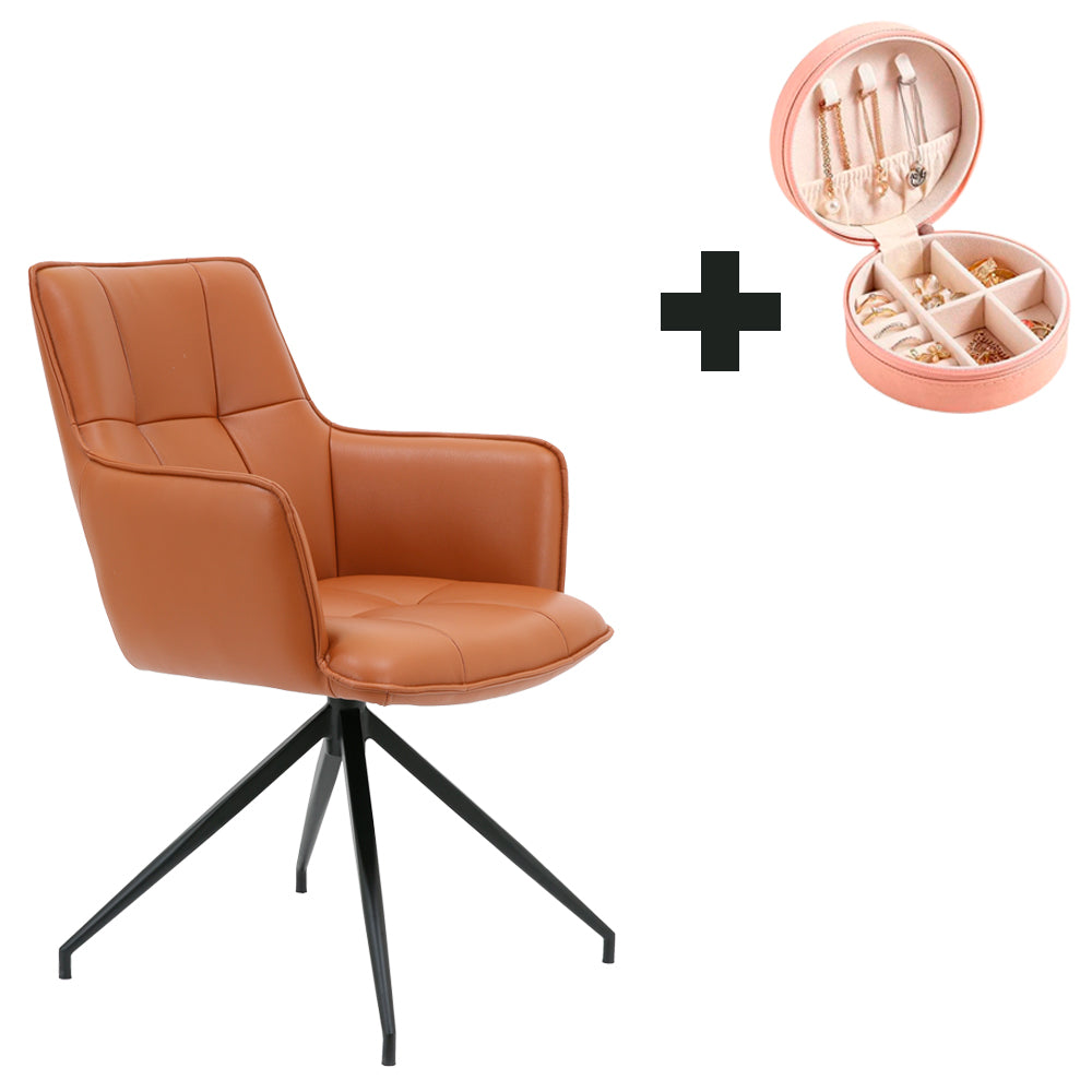 Butaca Cuero Giratoria 360° Buckingham Berner Marrón Claro