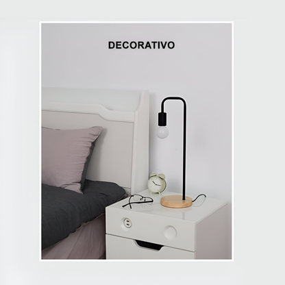 Lámpara Mesa Dormitorio Madera Metal Industrial DYH390007 Buckingham