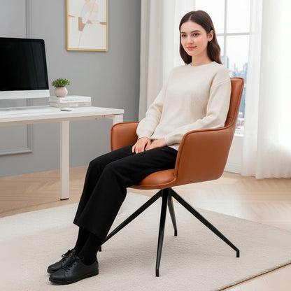 Silla de Oficina Cuero Giratoria 360° Buckingham Berner Marrón Claro