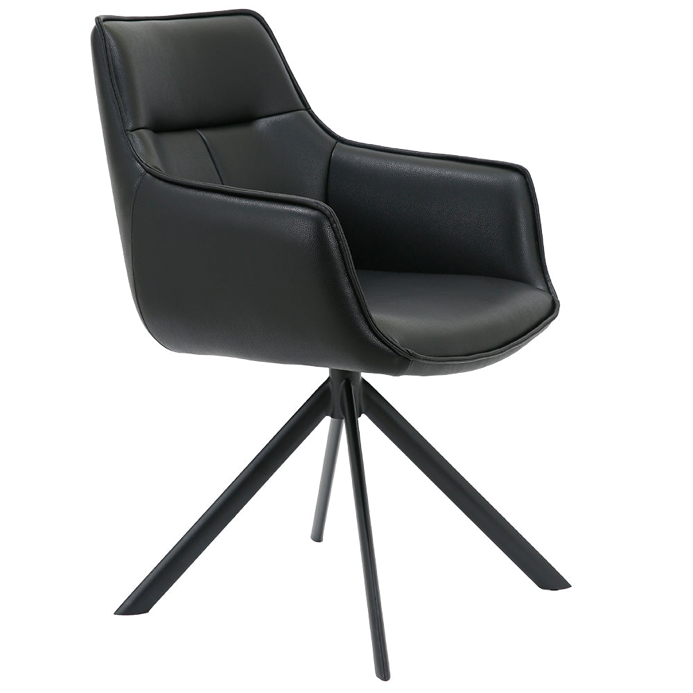 Silla de Oficina Cuero Giratoria 360° Buckingham Harland Negro