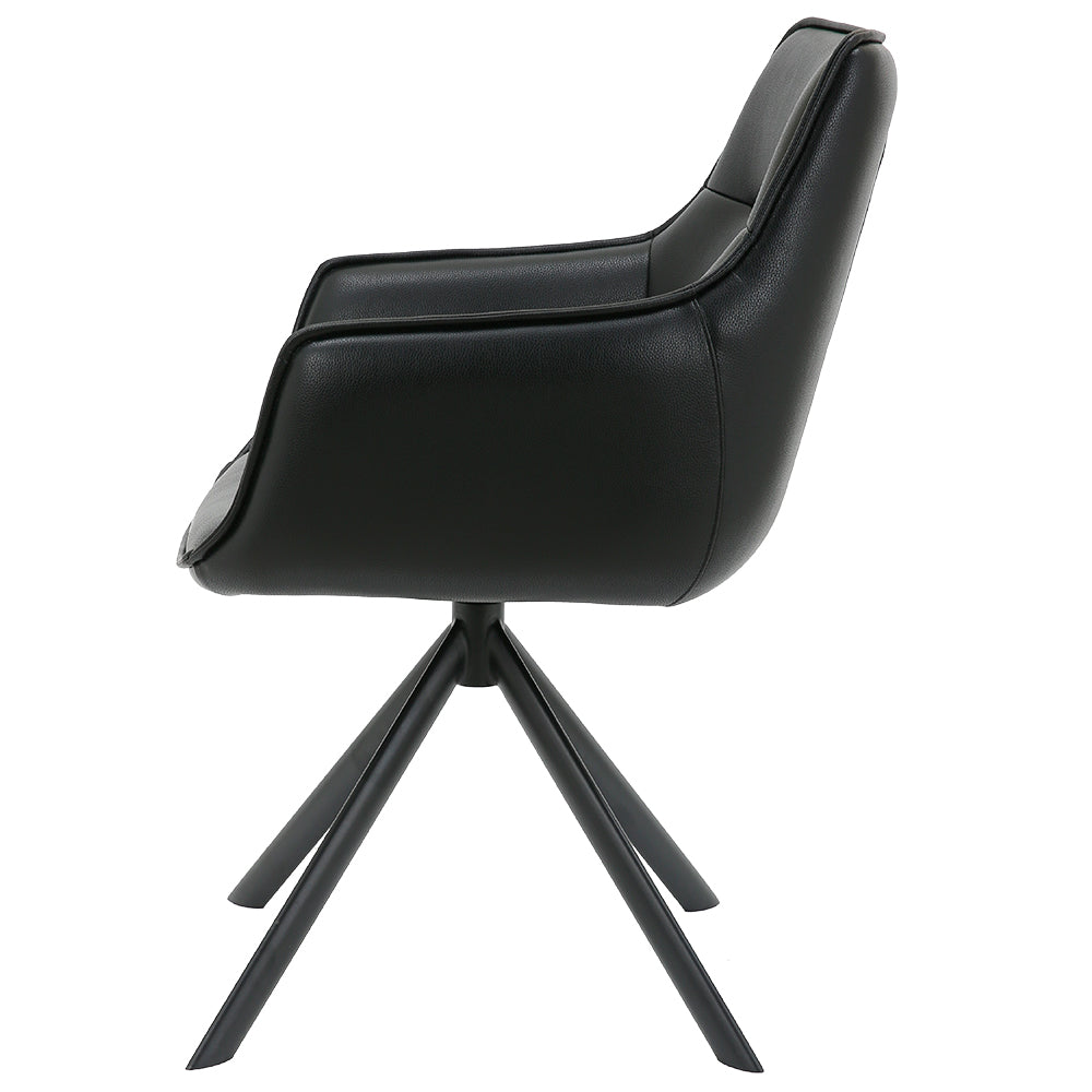 Silla de Oficina Cuero Giratoria 360° Buckingham Harland Negro