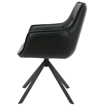 Silla de Oficina Cuero Giratoria 360° Buckingham Harland Negro