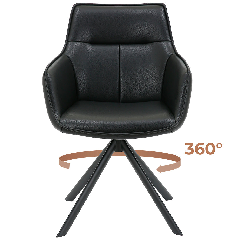 Silla de Oficina Cuero Giratoria 360° Buckingham Harland Negro