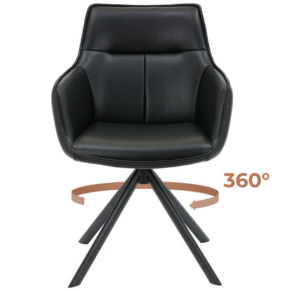 Silla de Oficina Cuero Giratoria 360° Buckingham Harland Negro