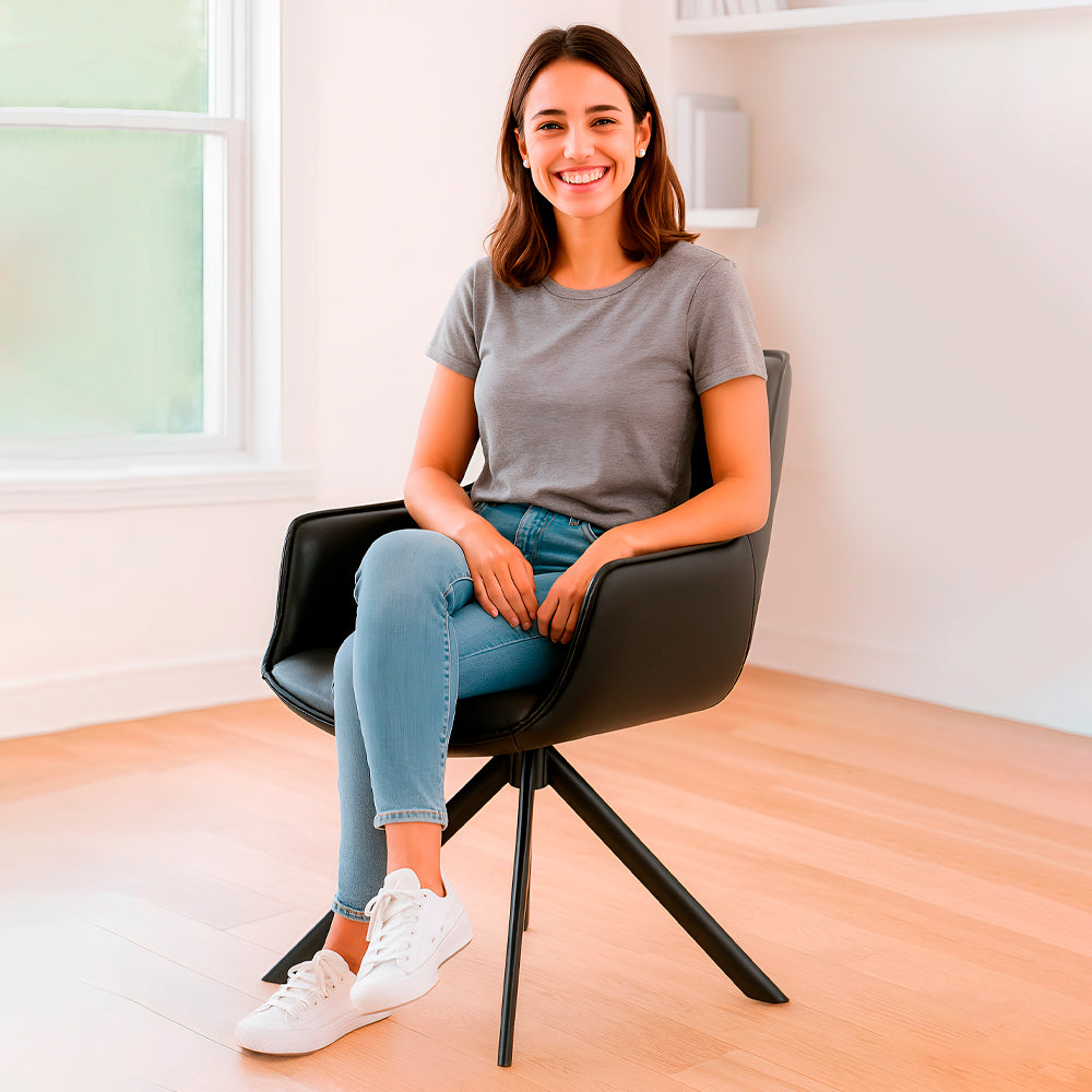 Silla de Oficina Cuero Giratoria 360° Buckingham Harland Negro