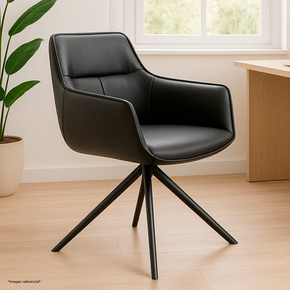 Silla de Oficina Cuero Giratoria 360° Buckingham Harland Negro