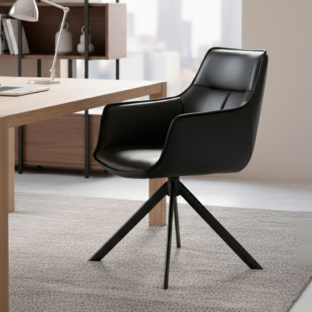 Butaca Cuero Giratoria 360° Buckingham Harland Negro