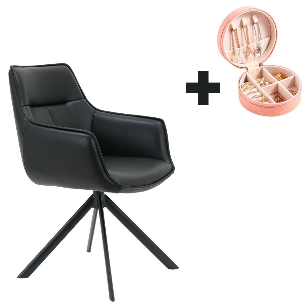 Butaca Cuero Giratoria 360° Buckingham Harland Negro