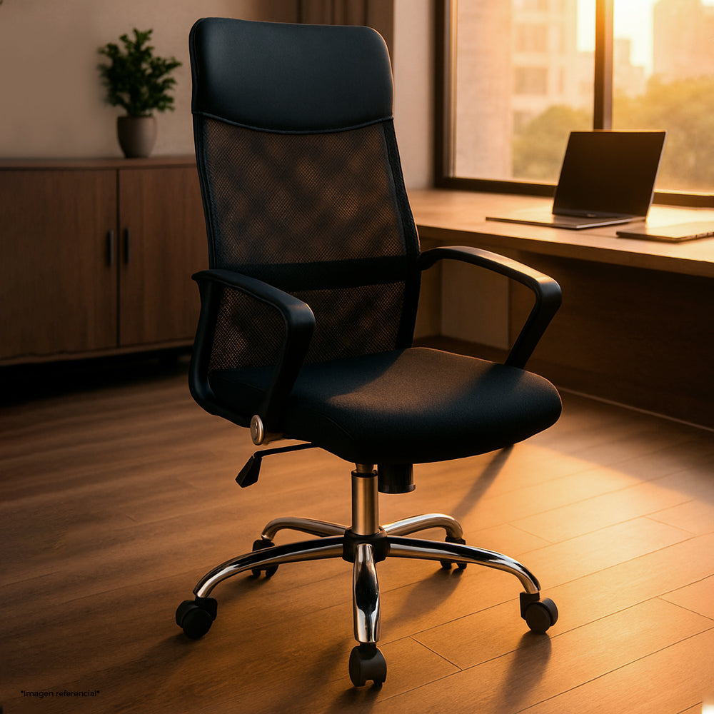 Silla de Oficina Ejecutiva Base de Acero Komsum Milan Negro