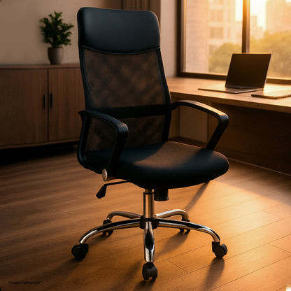 Silla de Oficina Ejecutiva Base de Acero Komsum Milan Negro