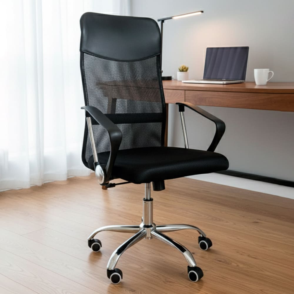 Silla de Oficina Ejecutiva Base de Acero Komsum Milan Negro