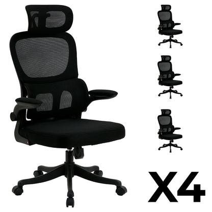 Juego de 4 Sillas Ergonómicas de Oficina Gerencial Komsum Turin Negro
