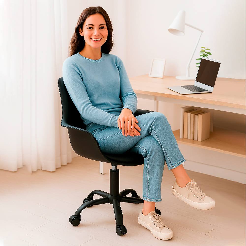 Silla de Oficina Giratoria Base de Acero Komsum Napoles Negro