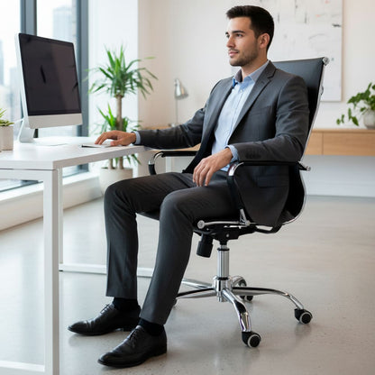 Silla de Oficina Ejecutiva Base de Acero Komsum Cannes Negro