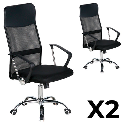 Pack x2 Sillas de Oficina Ejecutiva Base de Acero Komsum Milan Negro