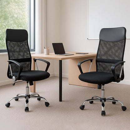 Pack x2 Sillas de Oficina Ejecutiva Base de Acero Komsum Milan Negro