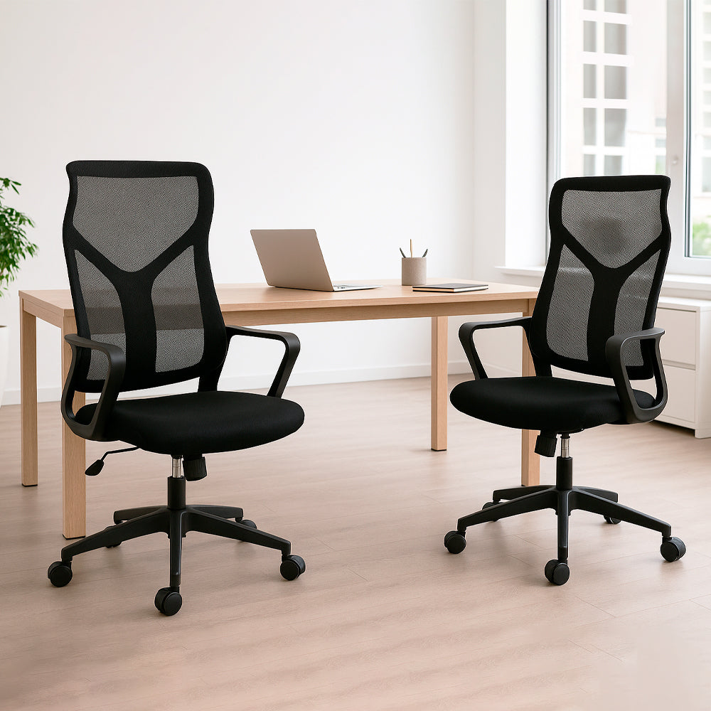 Pack x2 Sillas Ergonómicas de Oficina Ejecutivas Komsum Lyon Negro