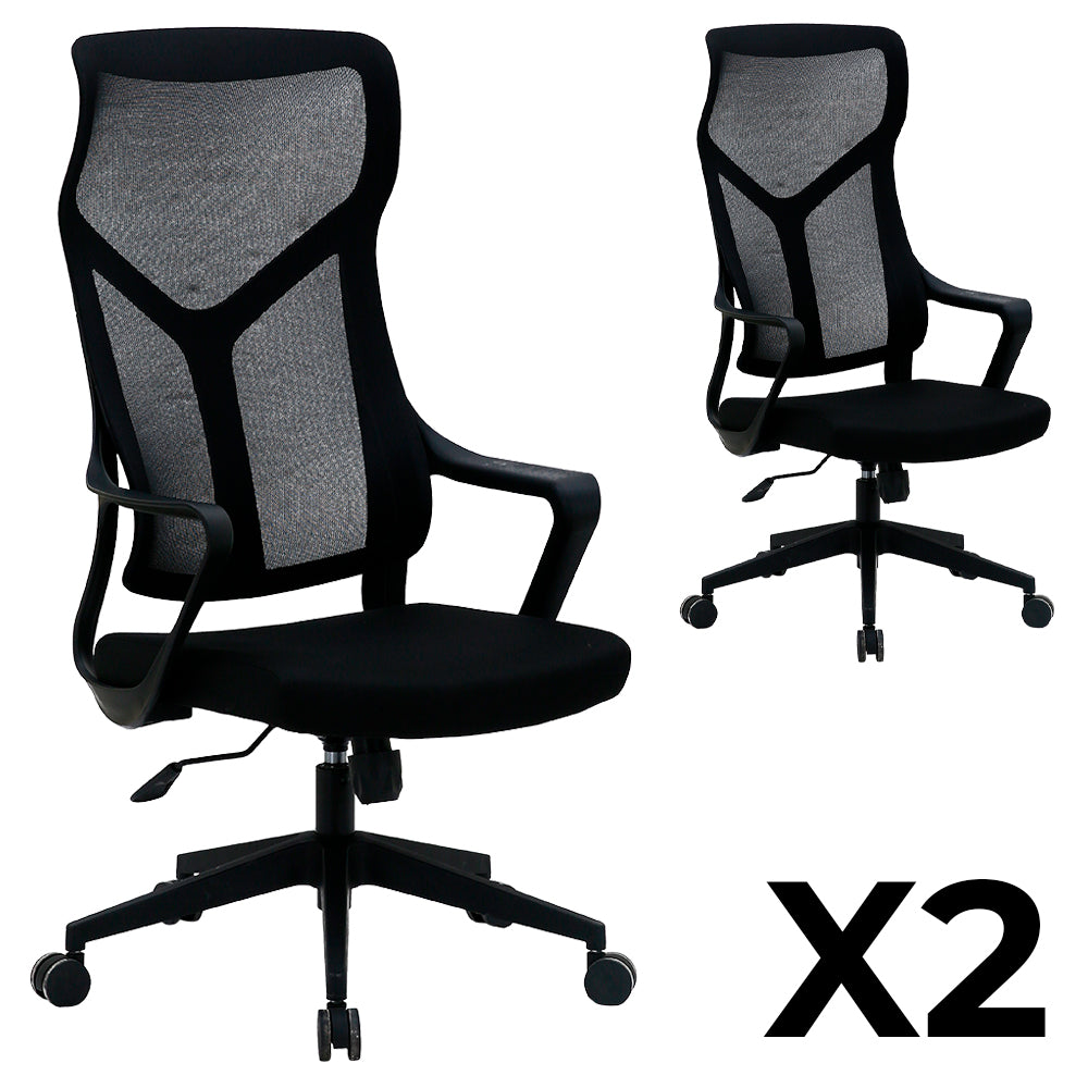 Pack x2 Sillas Ergonómicas de Oficina Ejecutivas Komsum Lyon Negro