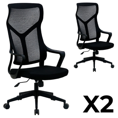 Pack x2 Sillas Ergonómicas de Oficina Ejecutivas Komsum Lyon Negro