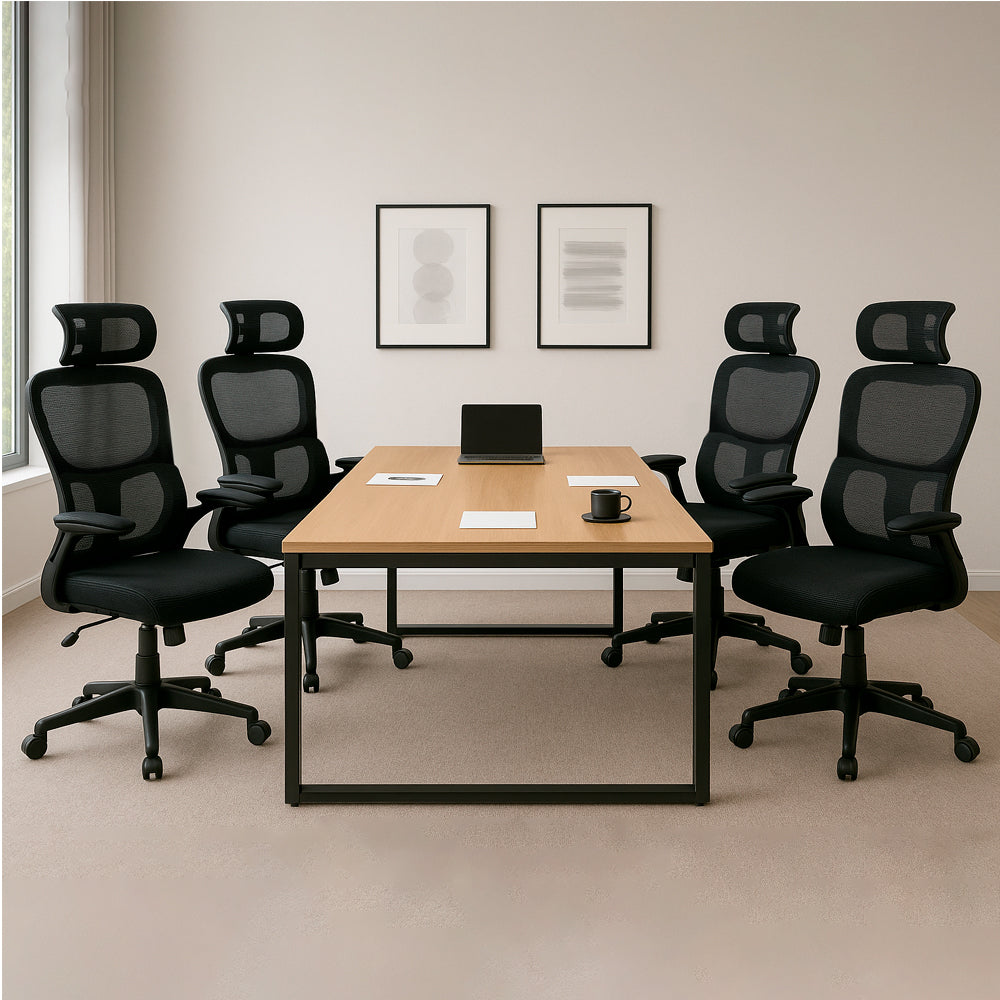 Juego de 4 Sillas Ergonómicas de Oficina Gerencial Komsum Turin Negro