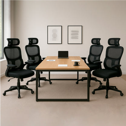Juego de 4 Sillas Ergonómicas de Oficina Gerencial Komsum Turin Negro