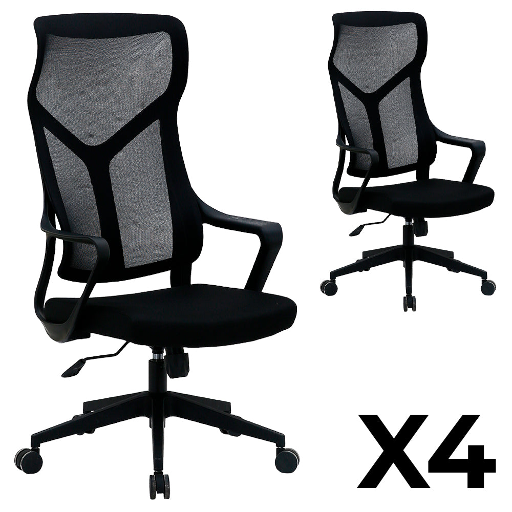 Juego de 4 sillas Ergonómicas de Oficina Ejecutivas Komsum Lyon Negro