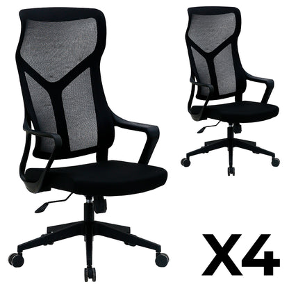 Juego de 4 sillas Ergonómicas de Oficina Ejecutivas Komsum Lyon Negro