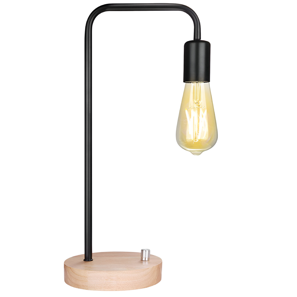 Lámpara Mesa Dormitorio Madera Metal Industrial DYH390007 Buckingham