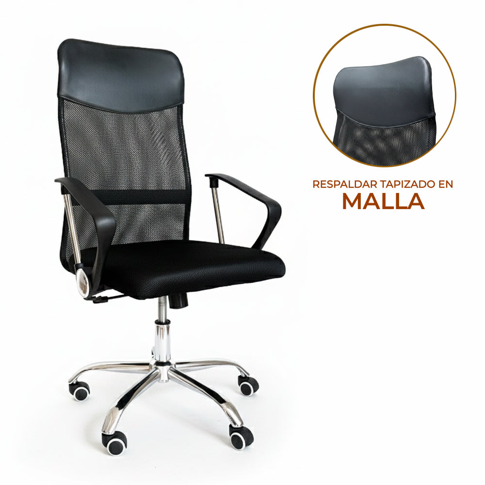 Juego de 4 Sillas de Oficina Ejecutiva Base de Acero Komsum Milan Negro