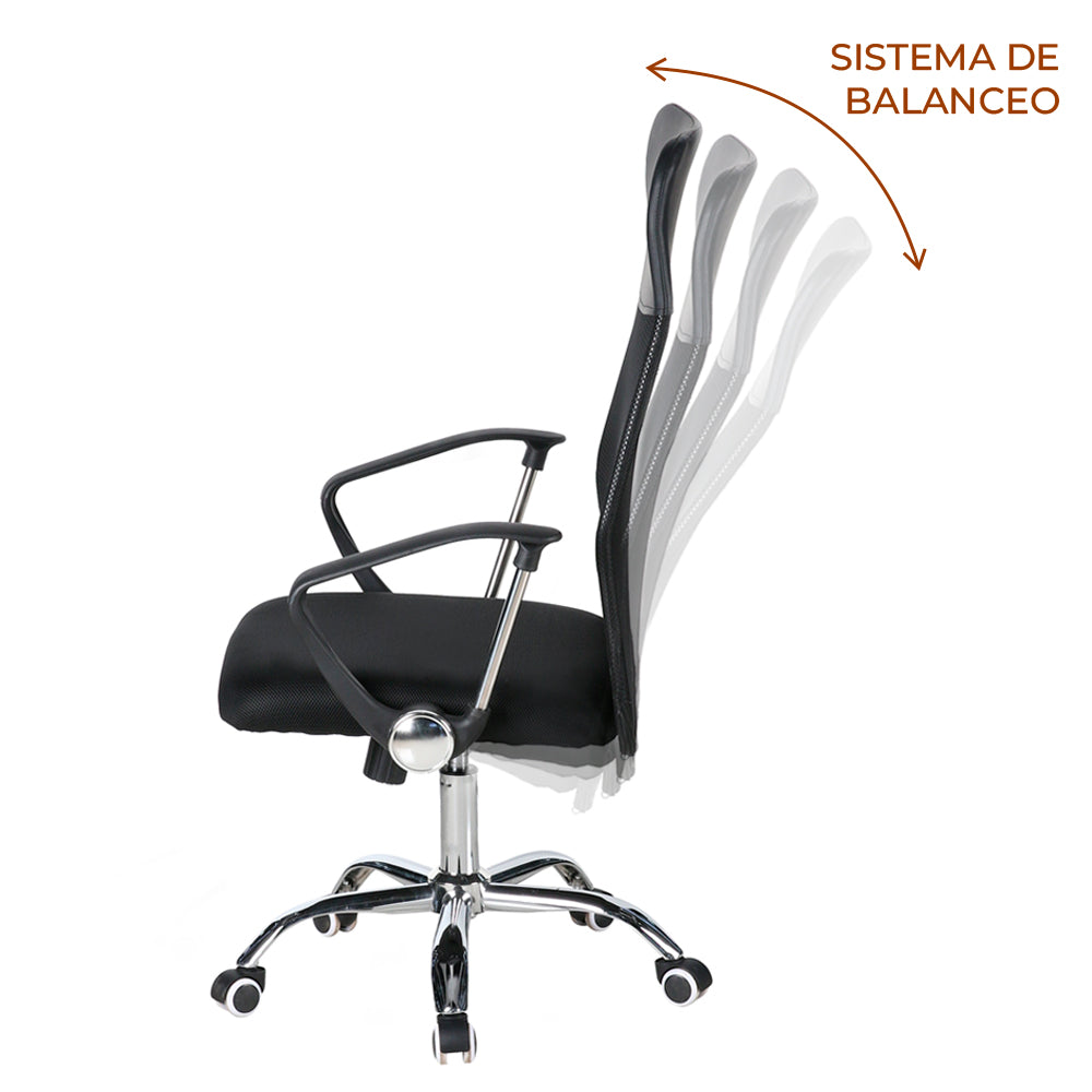 Juego de 4 Sillas de Oficina Ejecutiva Base de Acero Komsum Milan Negro